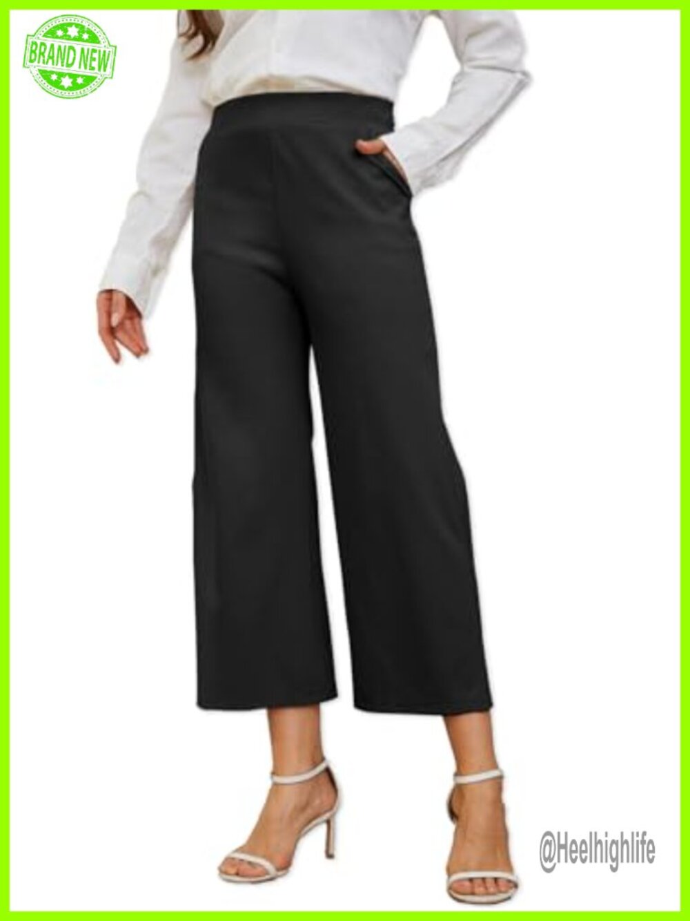 Women's Wide Leg Capri Pants High Waisted Crop Work Palazzo